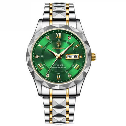 POEDAGAR Luminous Steel 40mm Watch - Water Resistant | Transferred steel
