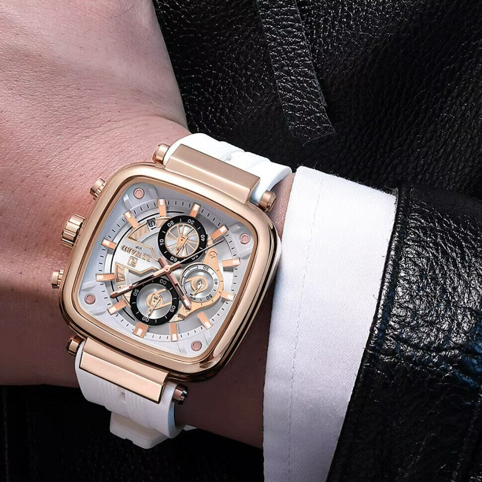 Reward Square Chronograph white on wrist